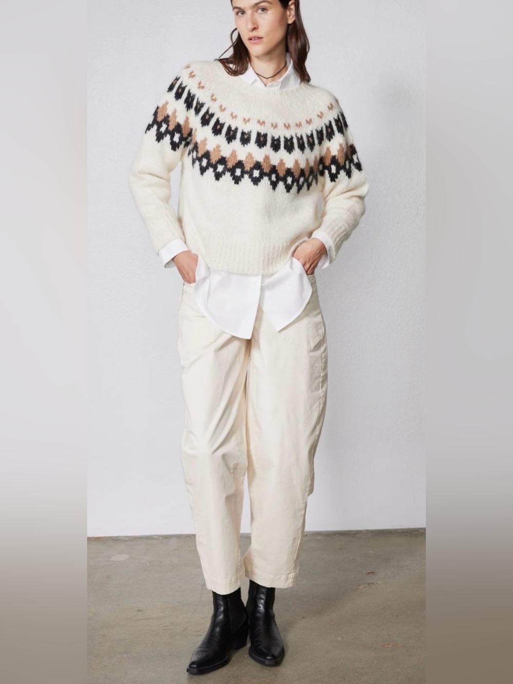 Ruti Cream Barrel Jeans - Picture 2 of 6